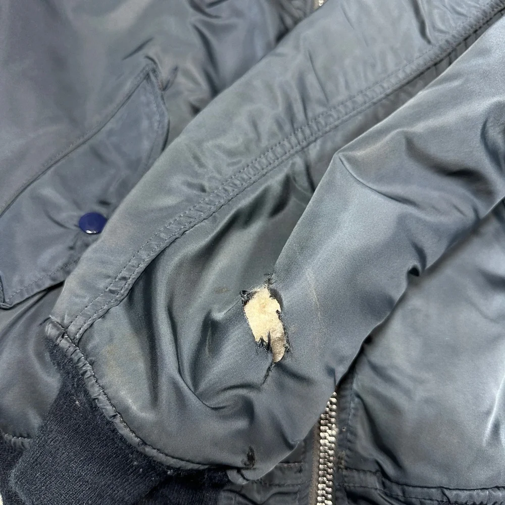 VTG Alpha Industries MA-1 Flight Jacket Navy Blue Bomber Reversible MIL-J-8279E